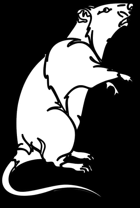 Blackand White Rat Silhouette PNG