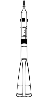 Blackand White Rocket Illustration PNG