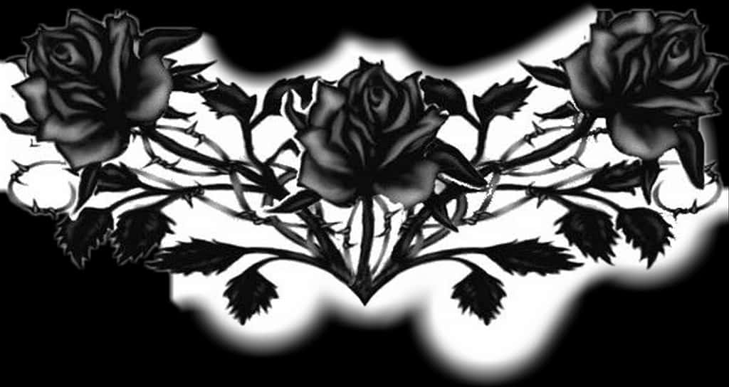 Blackand White Rose Tattoo Design PNG
