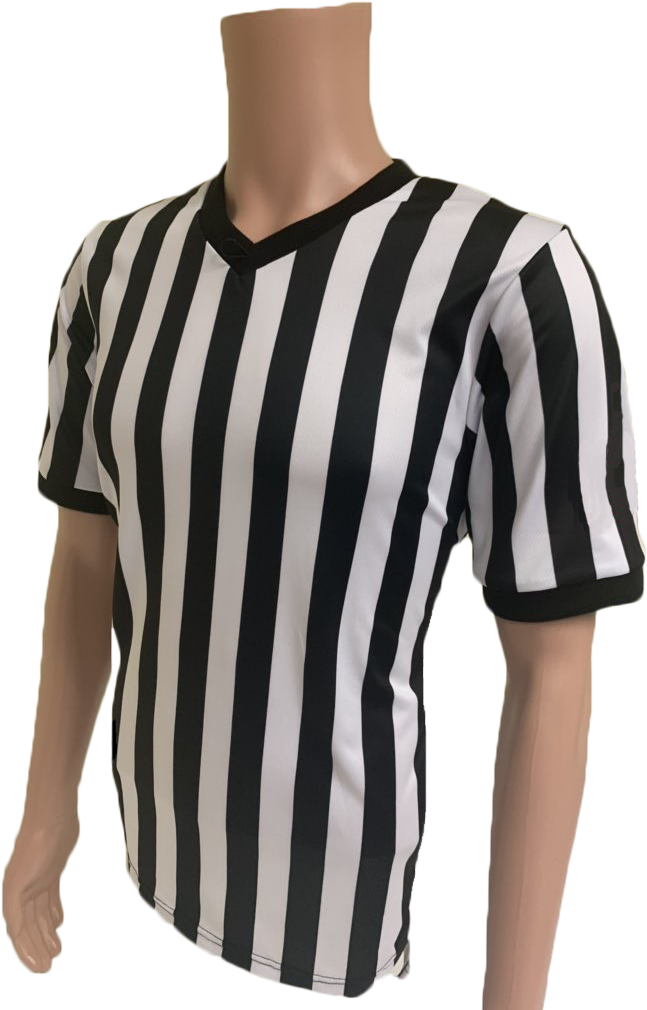 Blackand White Striped Referee Shirt PNG