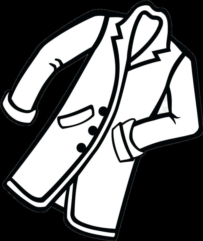 Blackand White Trench Coat Illustration PNG