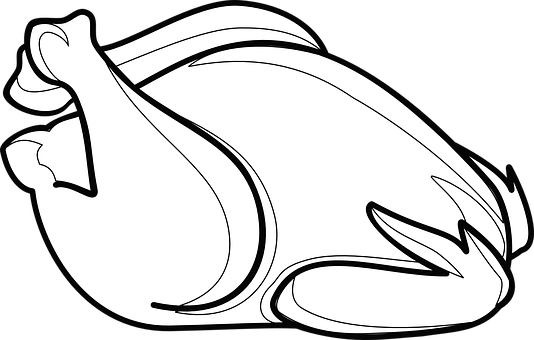 Blackand White Turkey Outline PNG