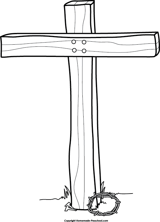 Blackand White Wooden Cross Clipart PNG