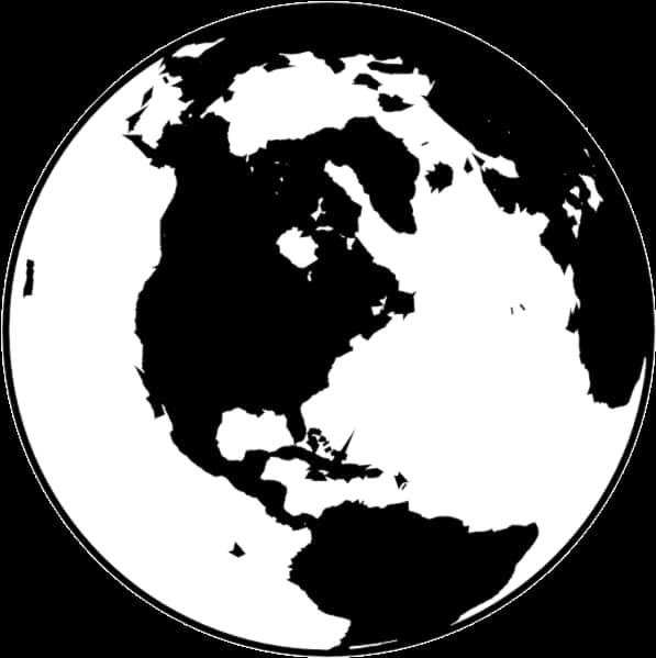 Blackand White World Map PNG