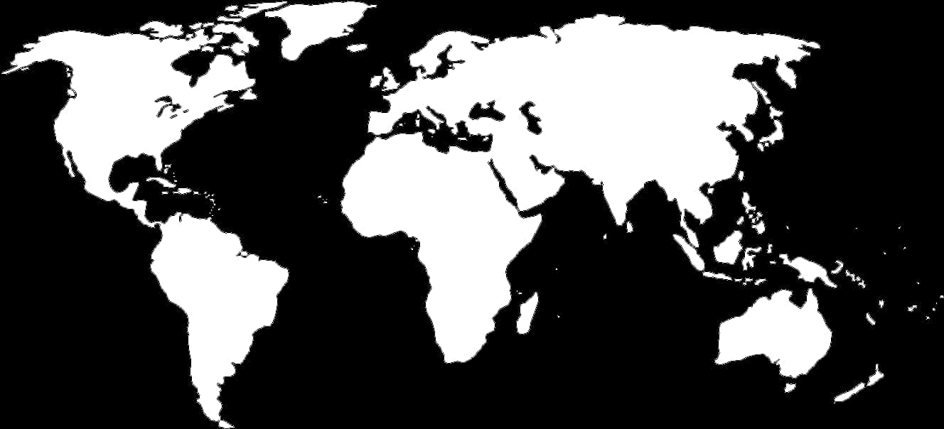 Blackand White World Map Silhouette PNG