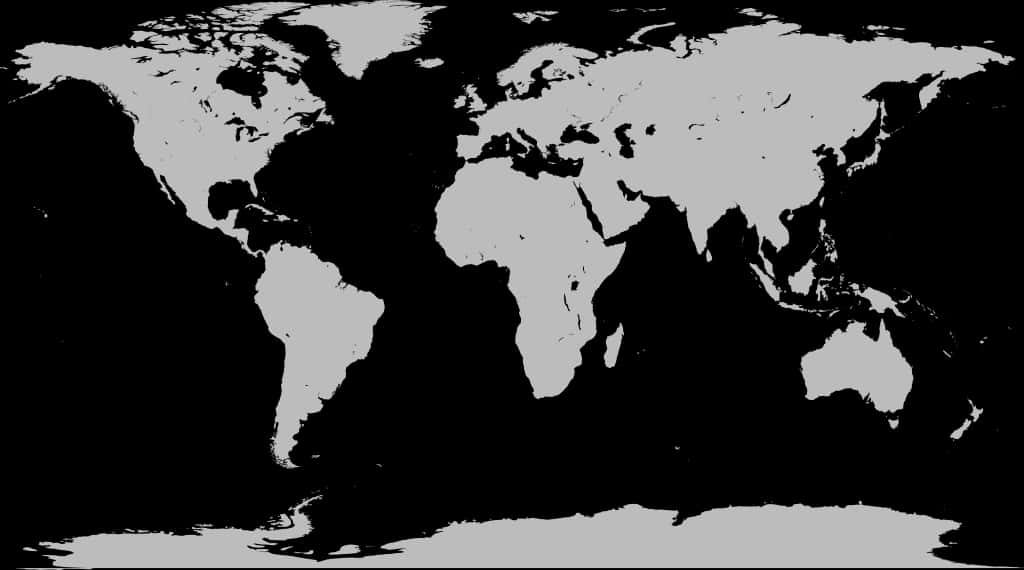 Blackand White World Map Silhouette PNG