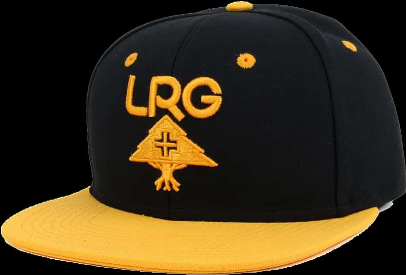 Blackand Yellow L R G Flat Brim Cap PNG