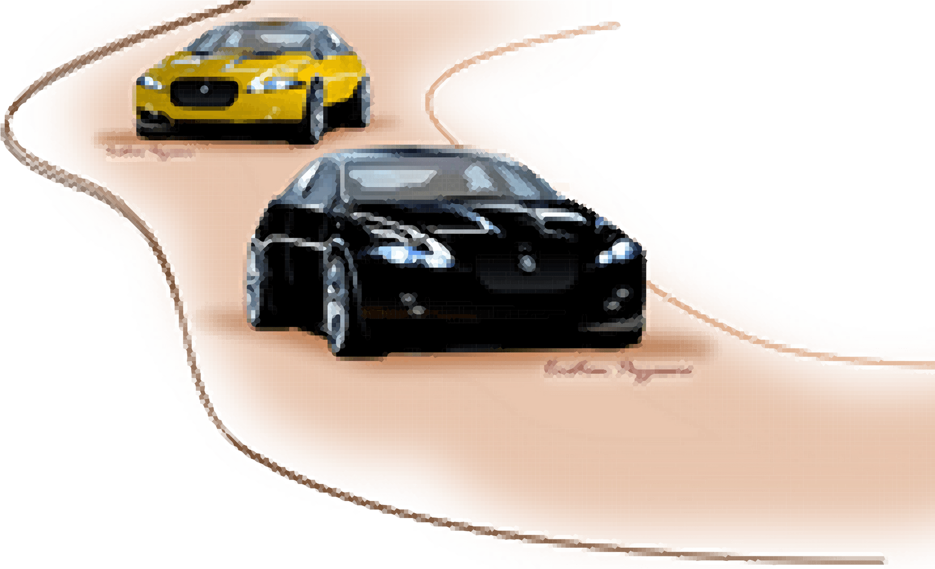 Blackand Yellow Sports Cars Racing PNG