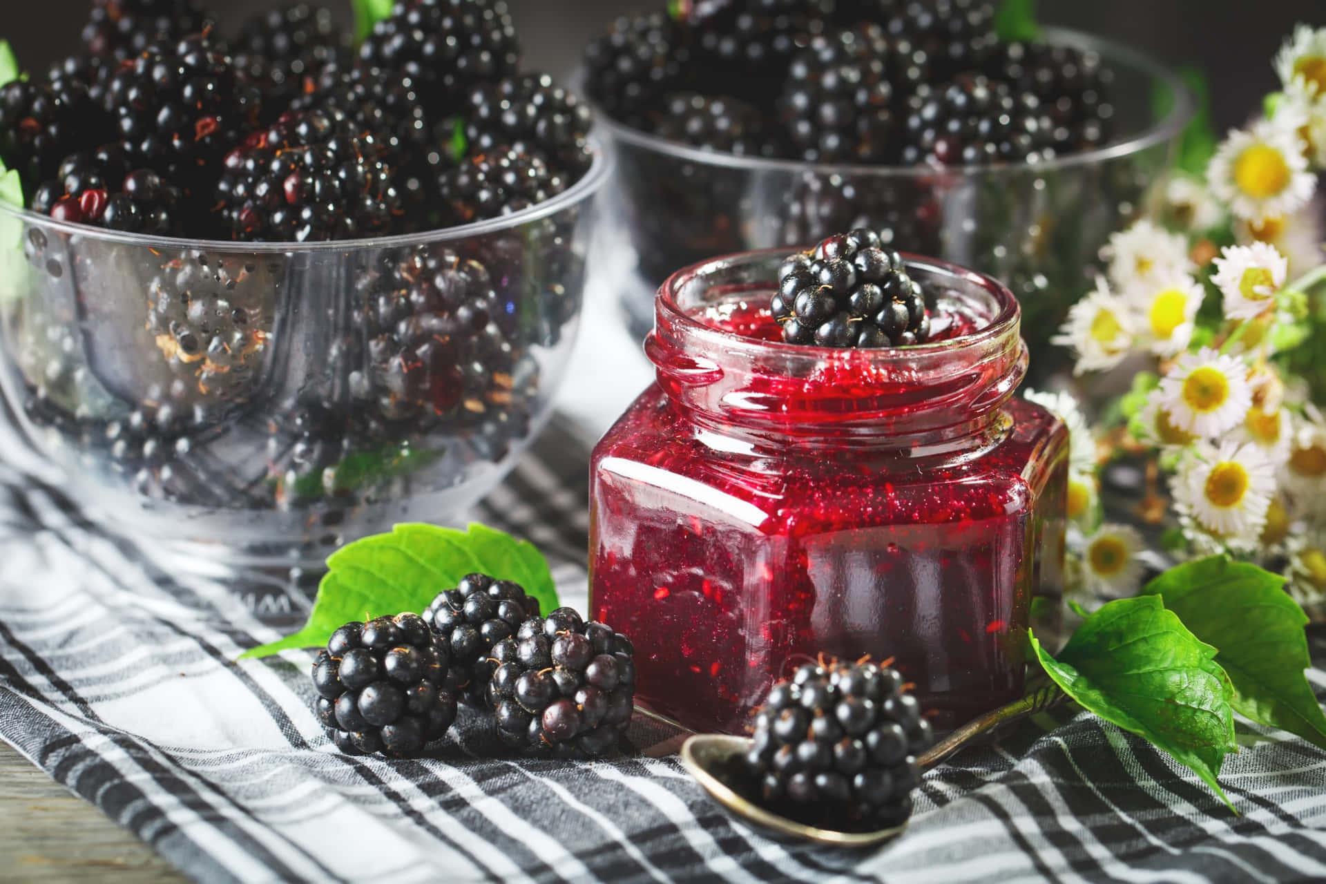 A Jar of Delicious Homemade Blackberry Jam Wallpaper