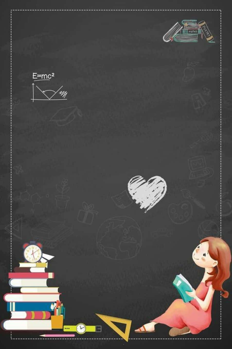 Blackboard Heart Chalk Doodle Background