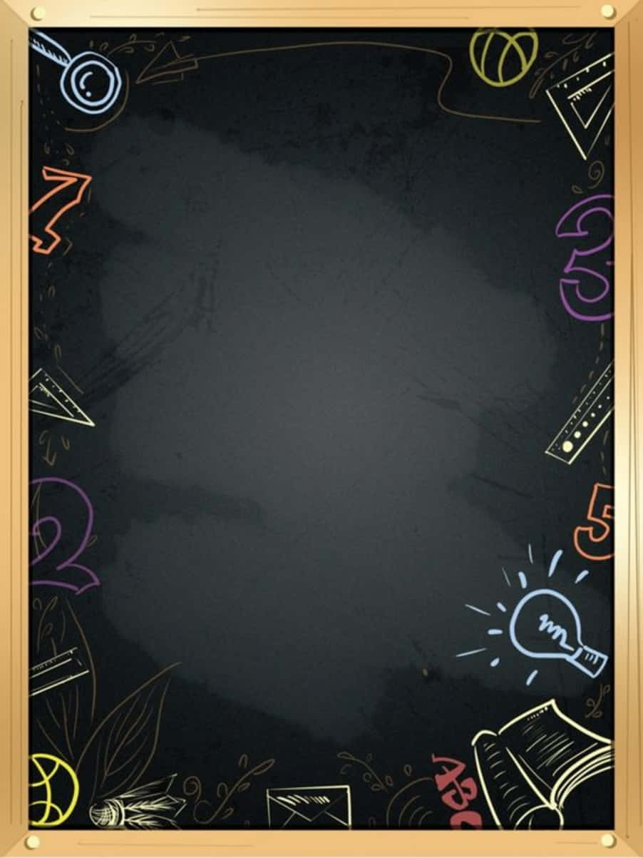 Blackboard With Colorful Doodles Background