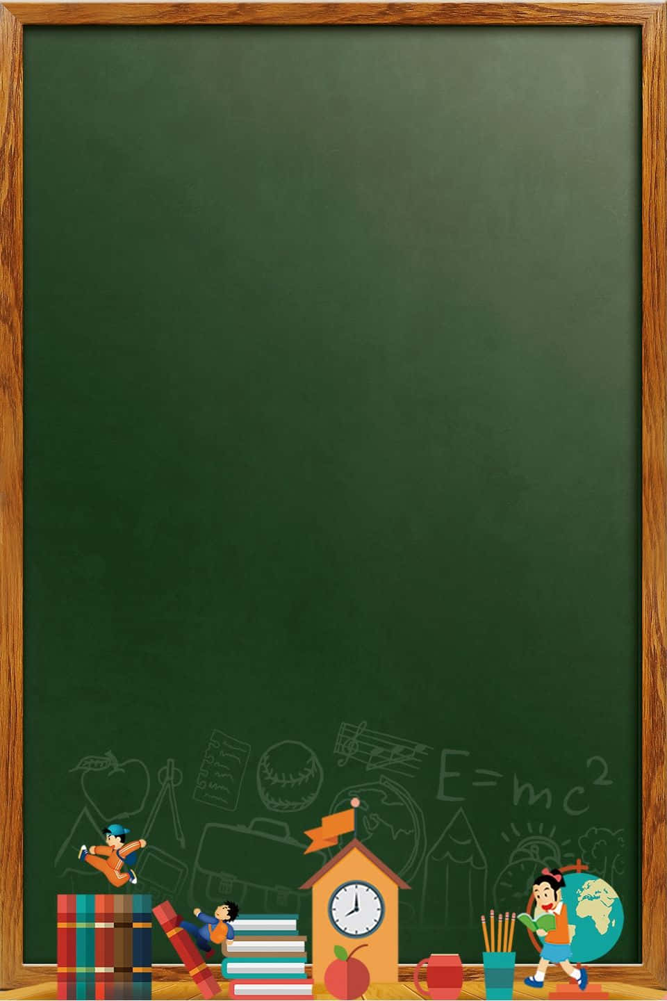 Blackboard With Wooden Borders Background