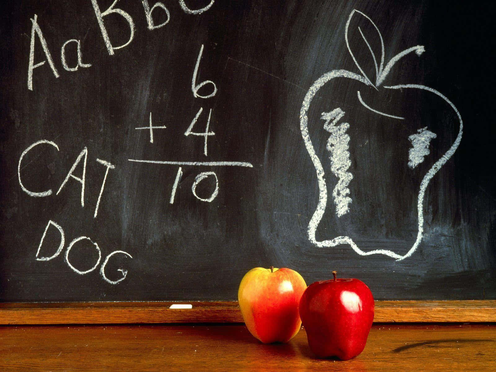 Blackboard Red Apples Abc Picture