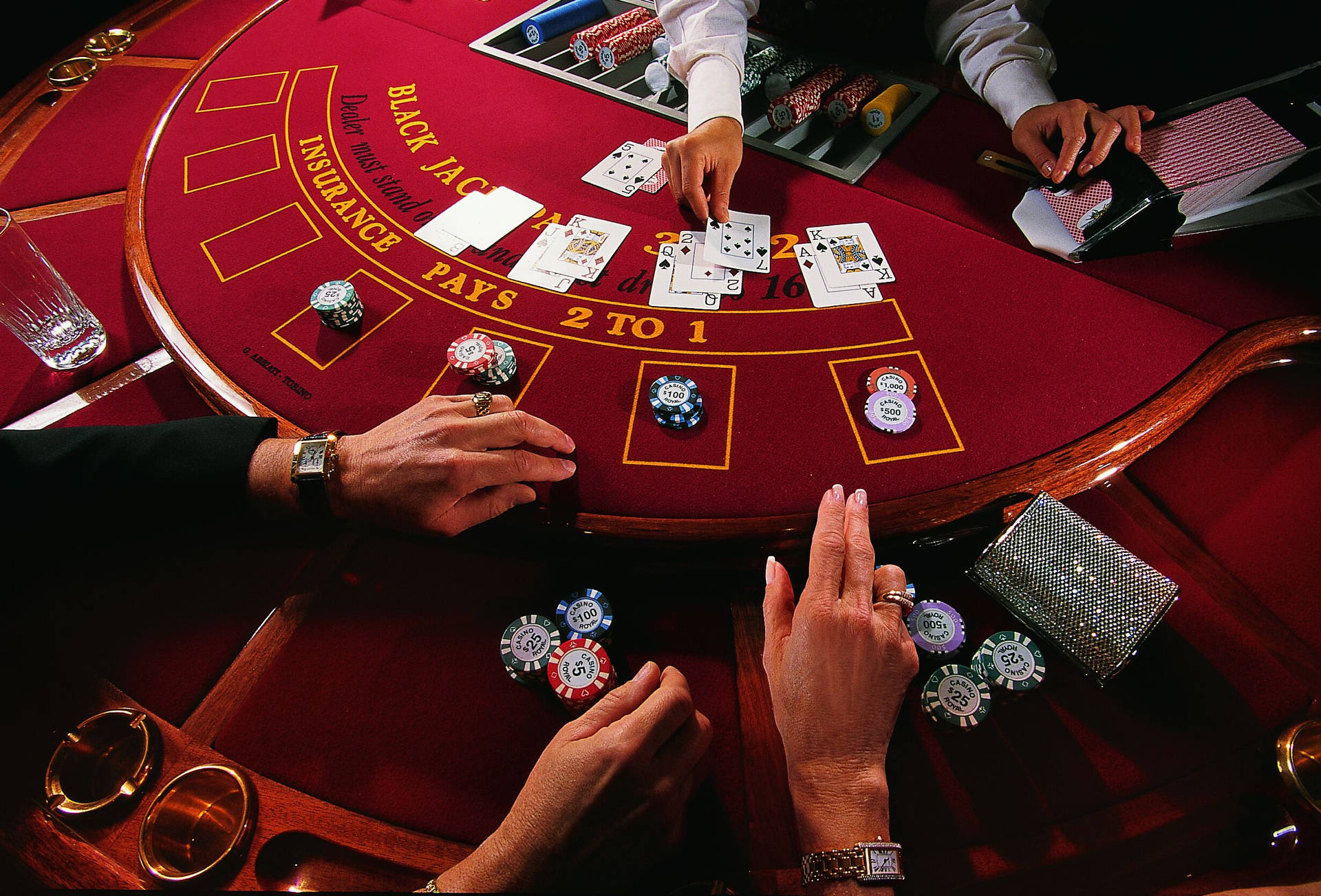 Blackjack Dealer Handing Cards Wallpaper