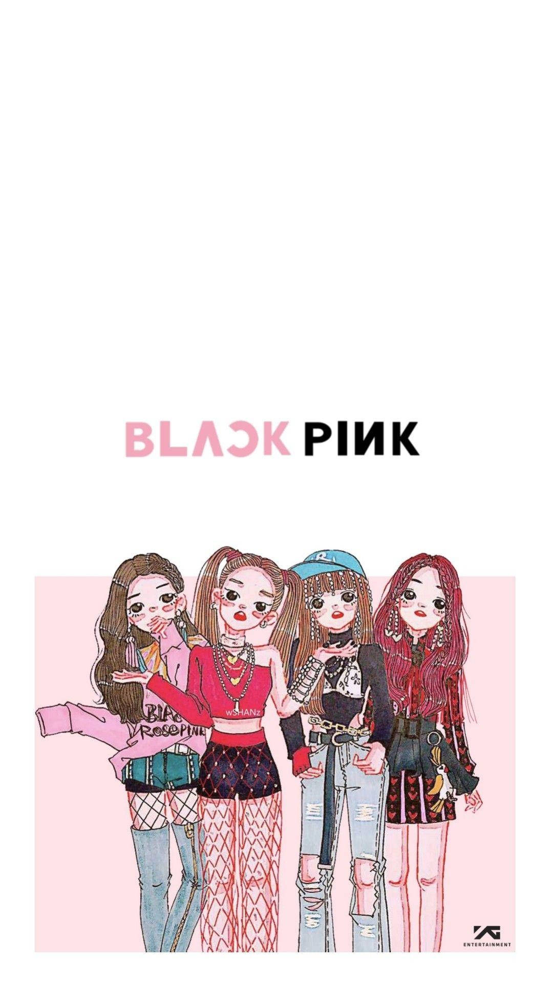 Blackpink Anime Girls In Grunge Outfits Wallpaper