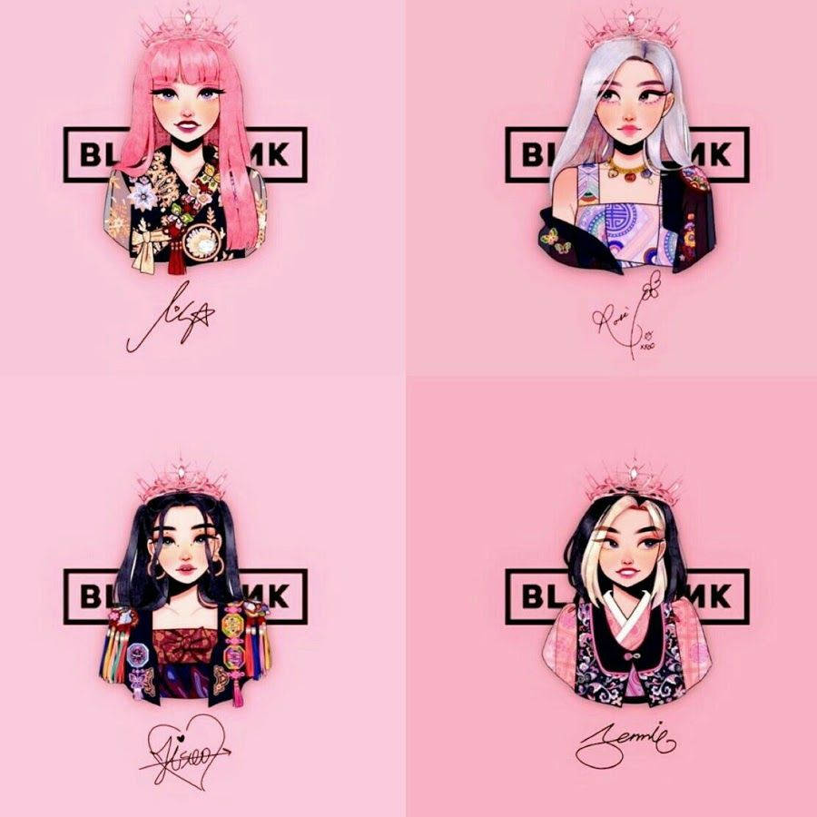 Blackpink Anime Girls With Four Shades Wallpaper