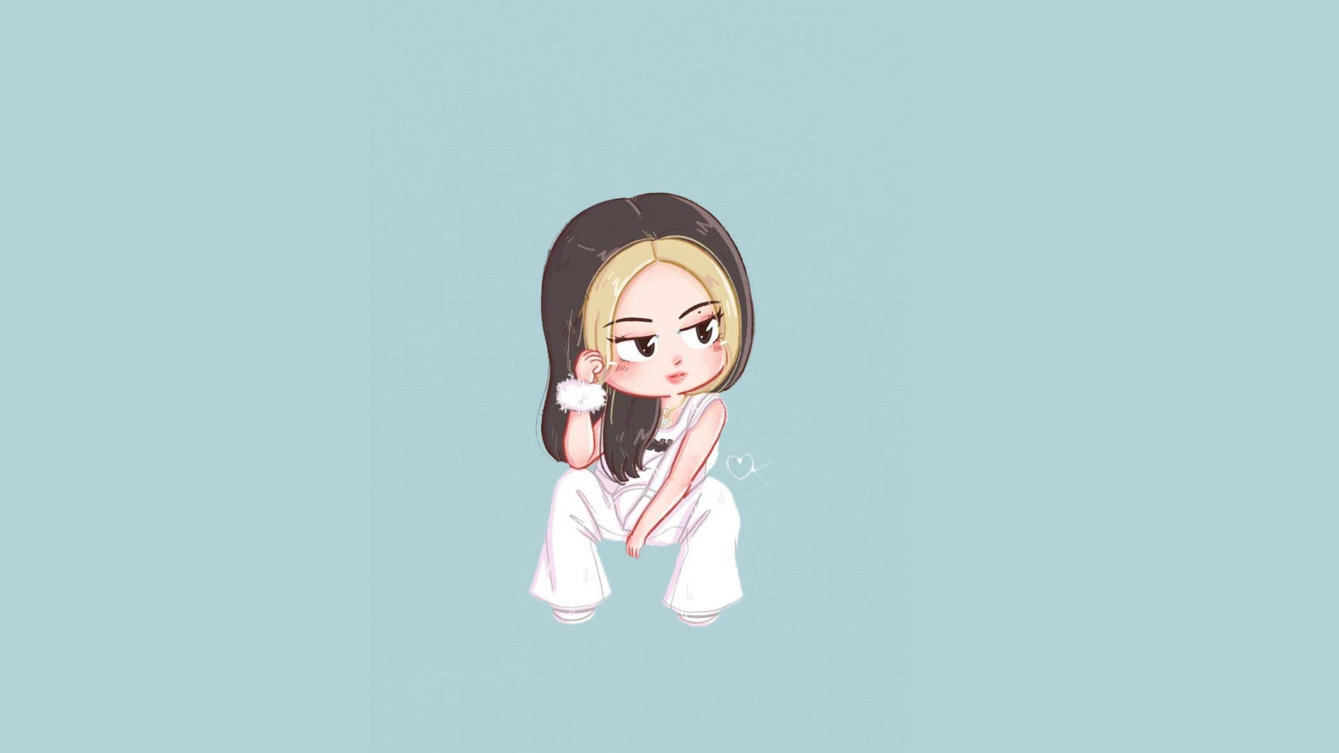 Blackpink Anime Style With All-white Jennie Wallpaper