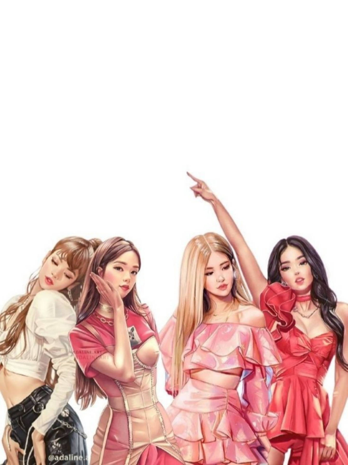 Blackpink Cartoon In Sexy Outfits Wallpaper