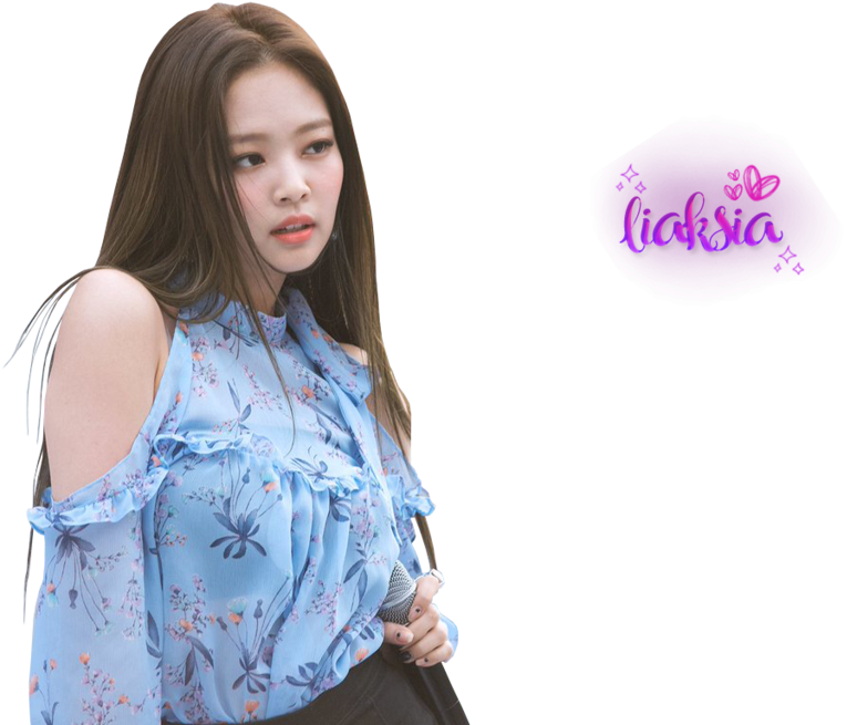 Blackpink Member Blue Floral Top PNG