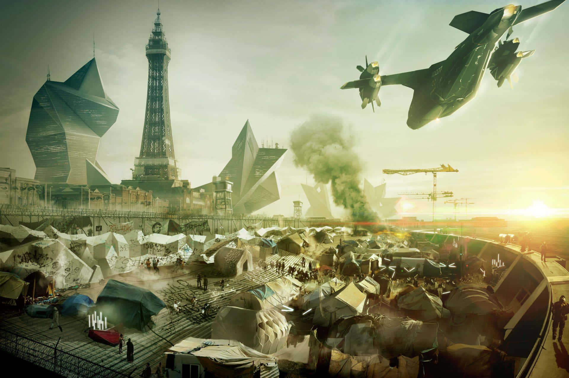 Torrede Blackpool En Deus Ex. Fondo de pantalla