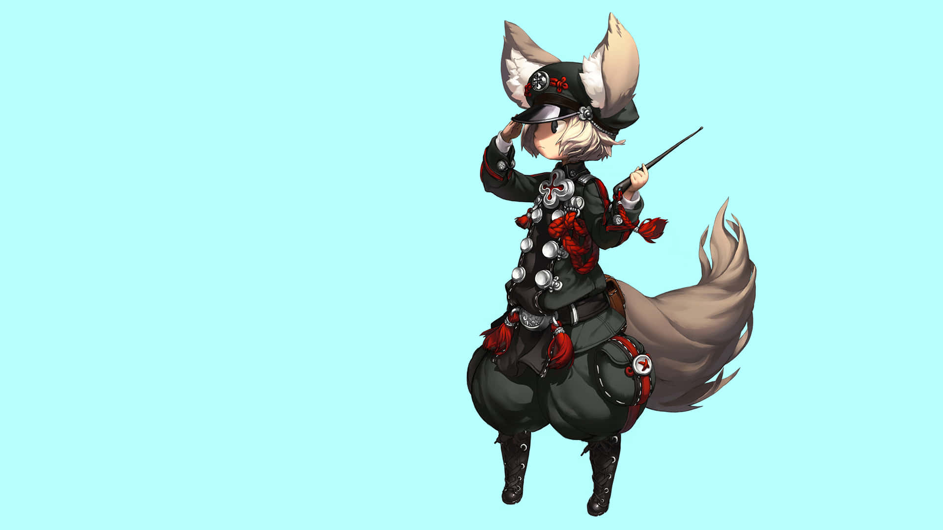En ræv i et kostume med en pistol i sin mund Wallpaper