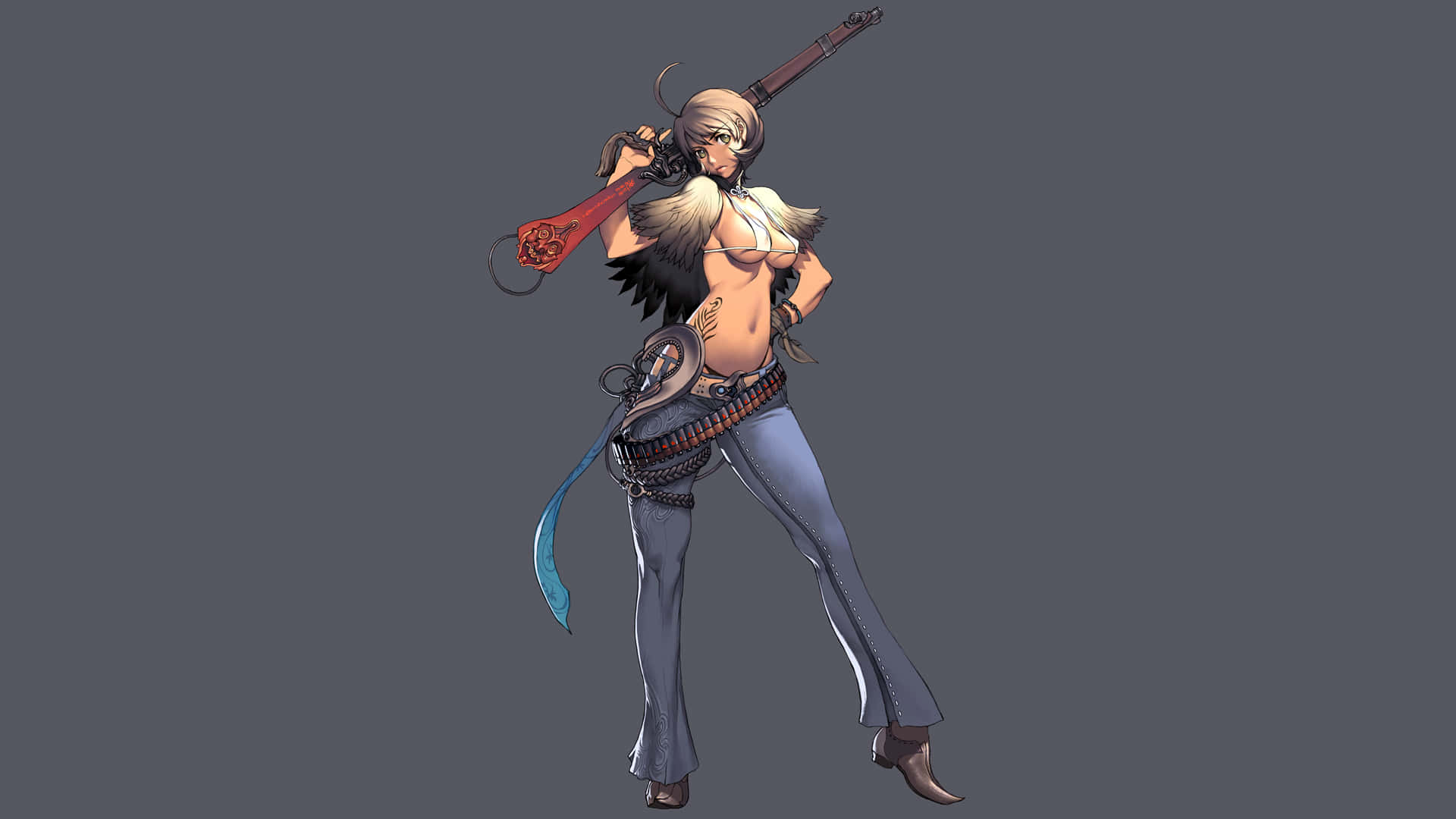 A Female Character Holding A Gun Wallpaper