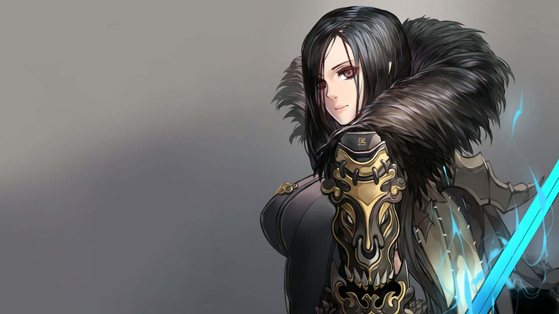 A Female Character In A Fantasy Costume Holding A Sword Wallpaper