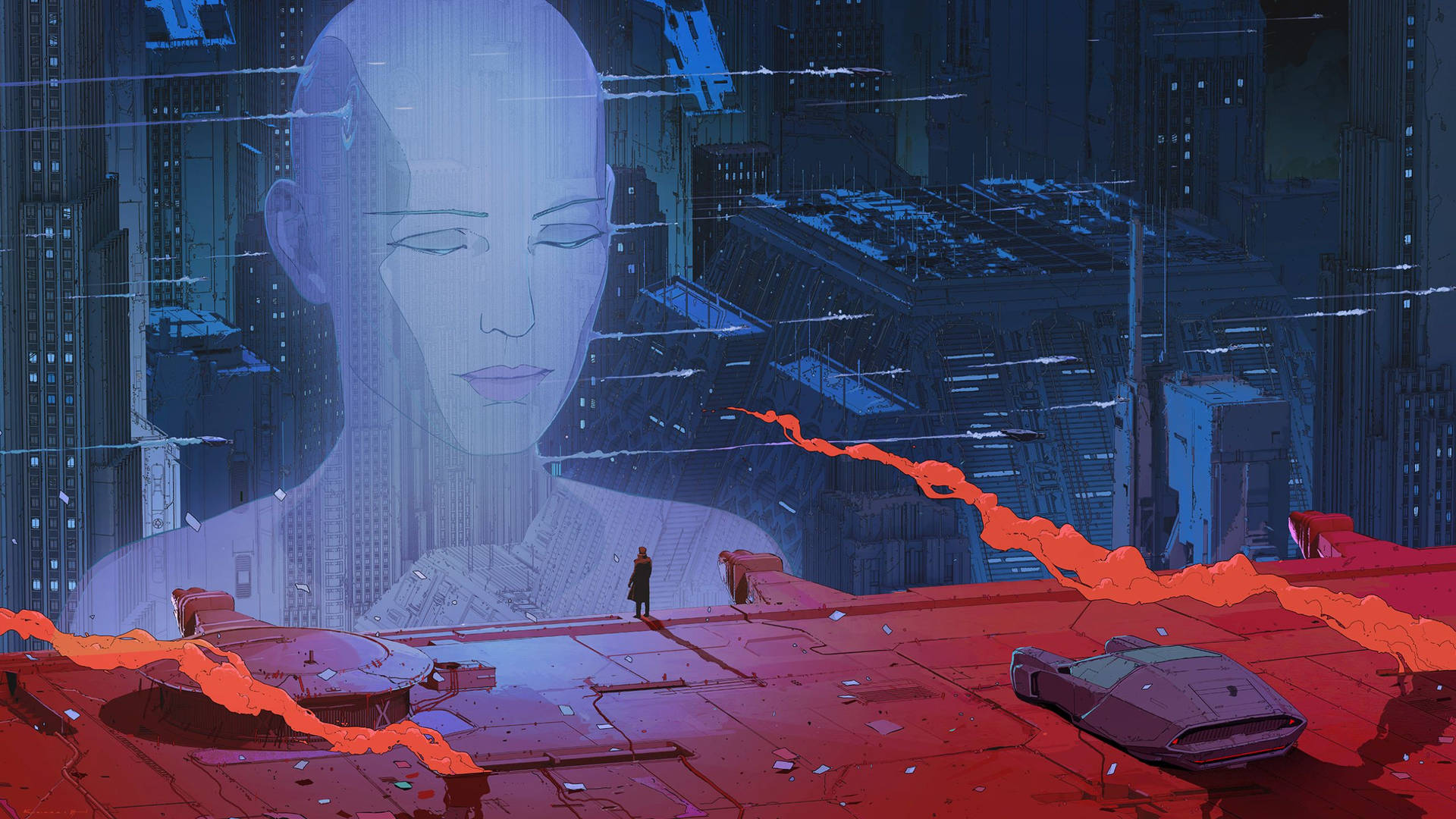 A Cartoon Rendition of Blade Runner 2049 Wallpaper