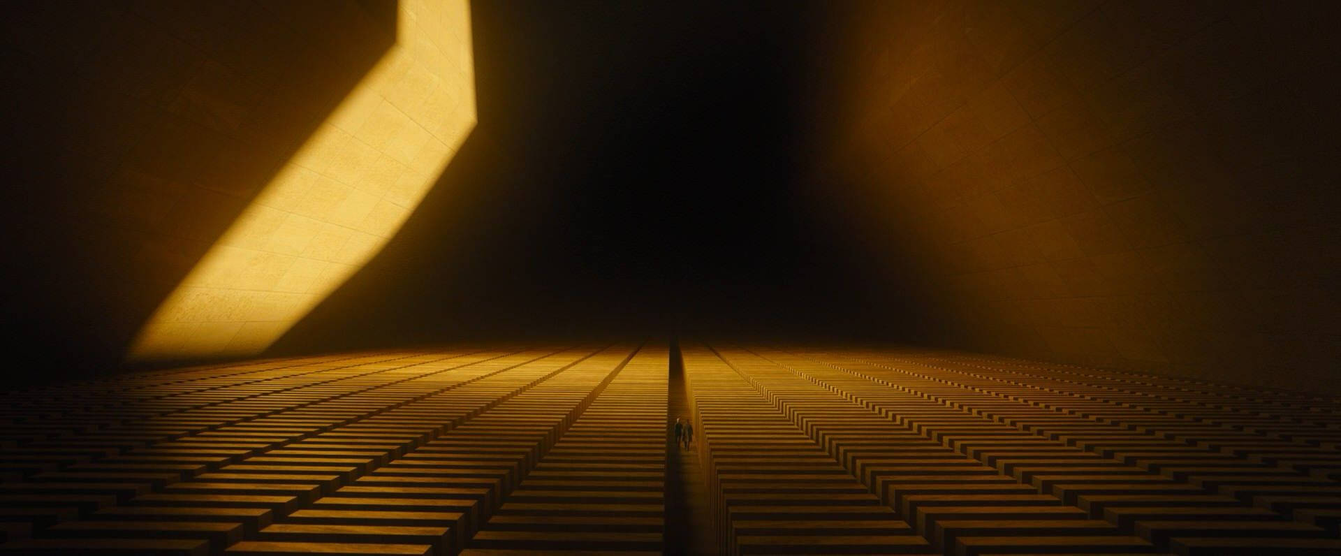An aerial view of the rows of archives in Blade Runner 2049. Wallpaper