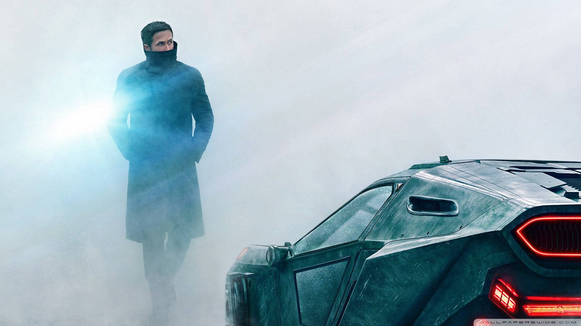 Ryan Gosling as K in Blade Runner 2049's high-tech flying car Wallpaper