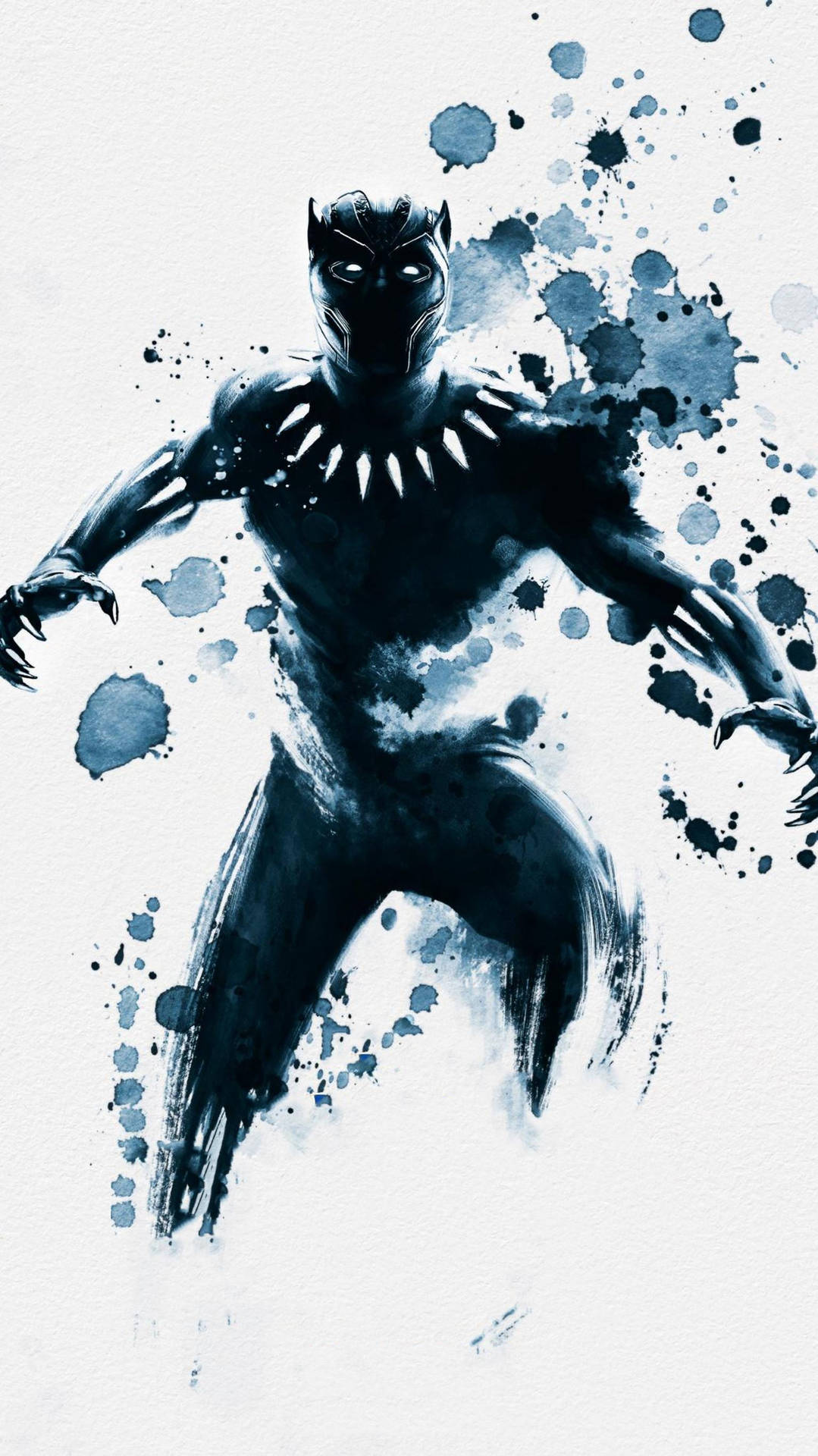 Blæk Illustration Af Black Panther Android Wallpaper