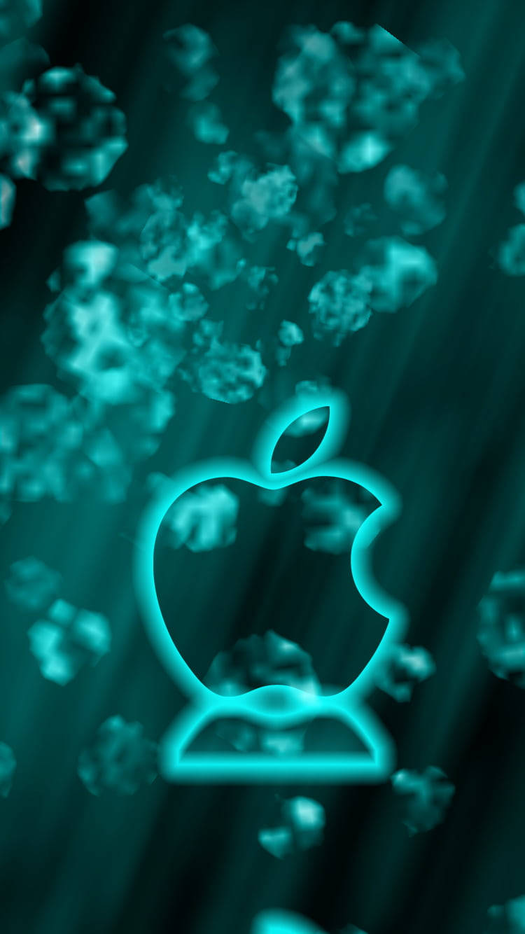 Blålig Grøn Apple Logo Iphone Wallpaper