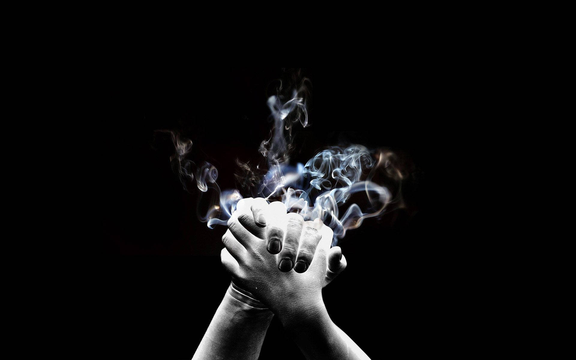 Blank And White Hands With Smoke Wallpaper