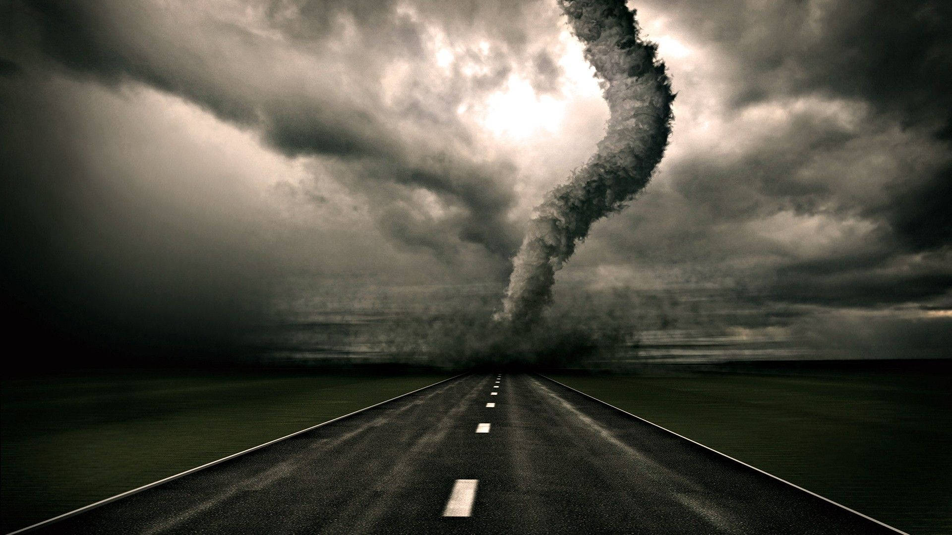 Blank And White Tornado On Road Wallpaper