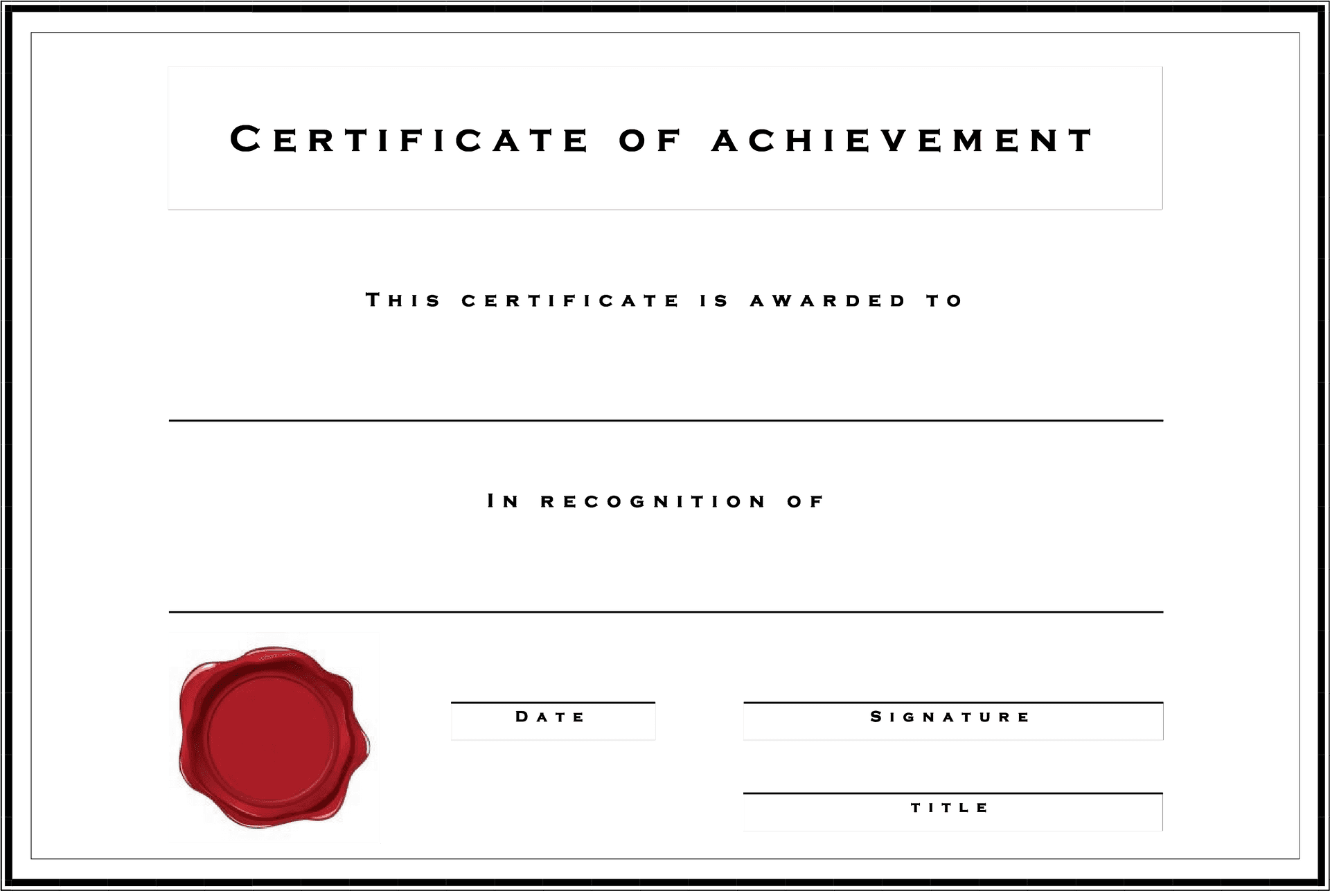 Blank Certificateof Achievement Template PNG