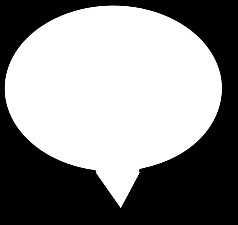 Blank Comic Speech Bubble PNG — A stark white speech bubble icon centered on a solid black background.