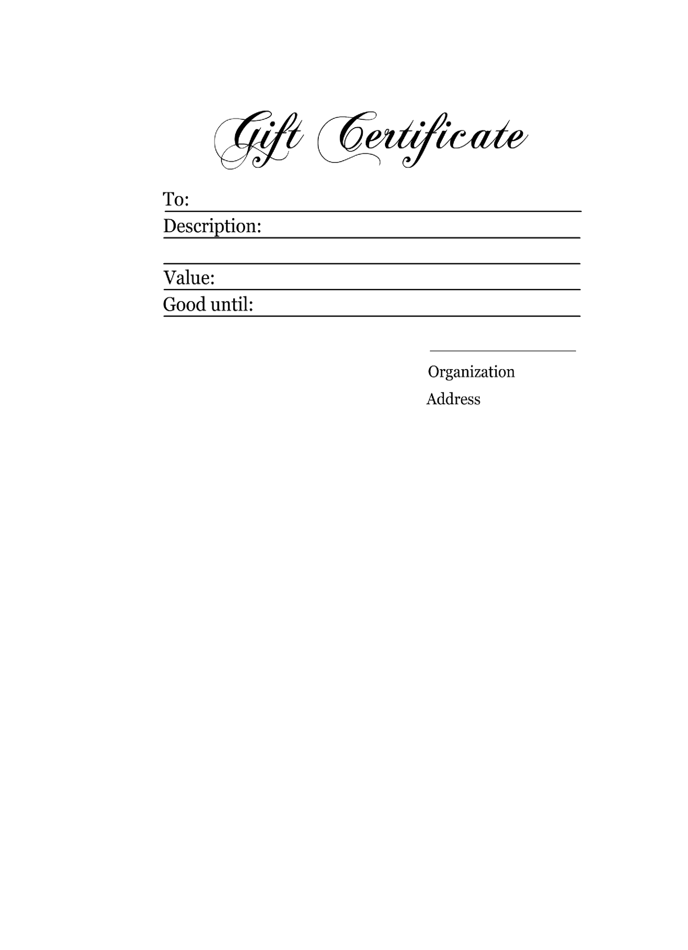 Blank Gift Certificate Template PNG