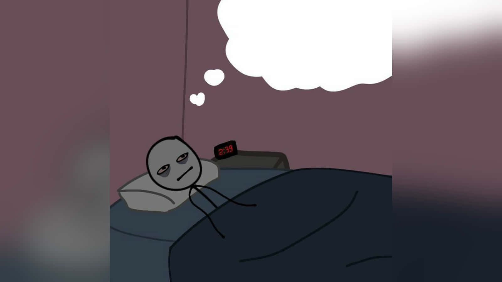 Unpersonaje De Dibujos Animados Está Durmiendo En La Cama Con Una Burbuja De Pensamiento.