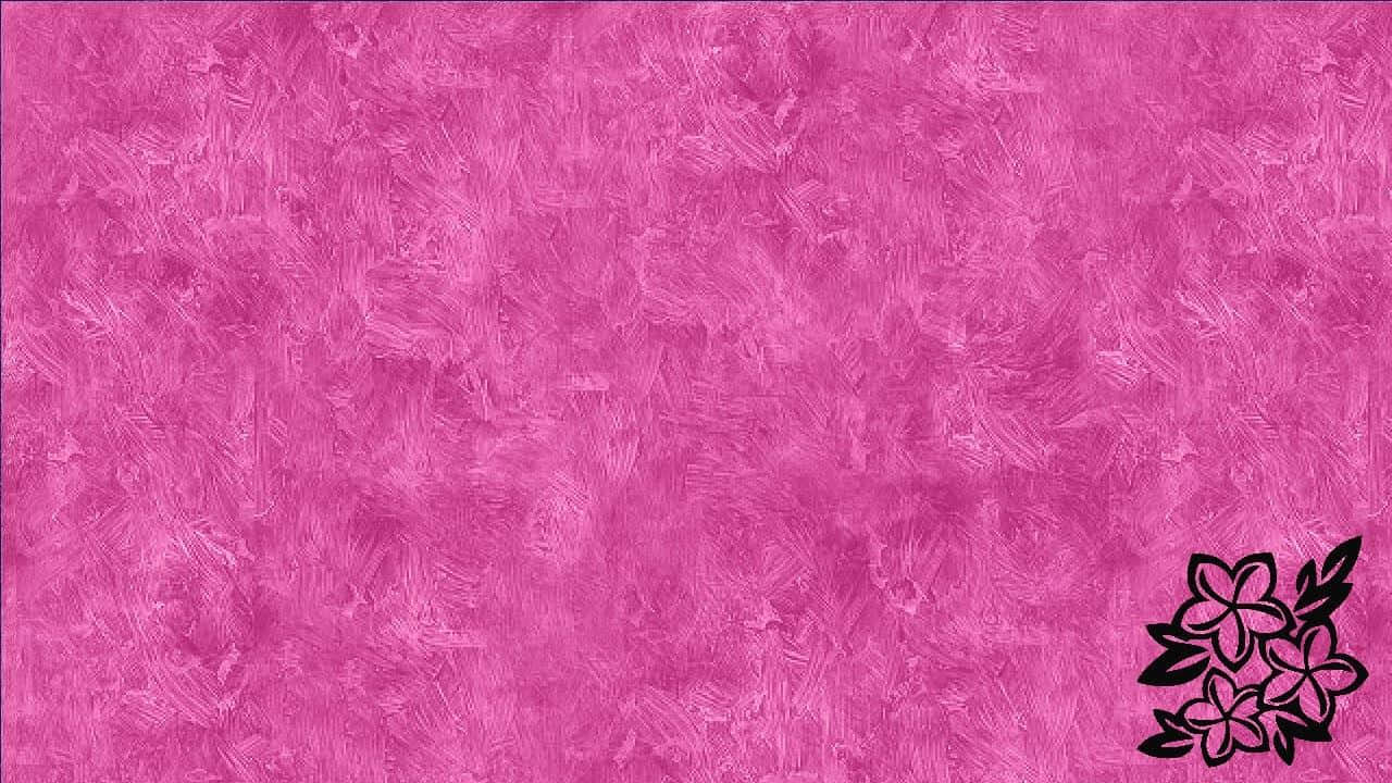 A Pink Background With A Black Flower Design