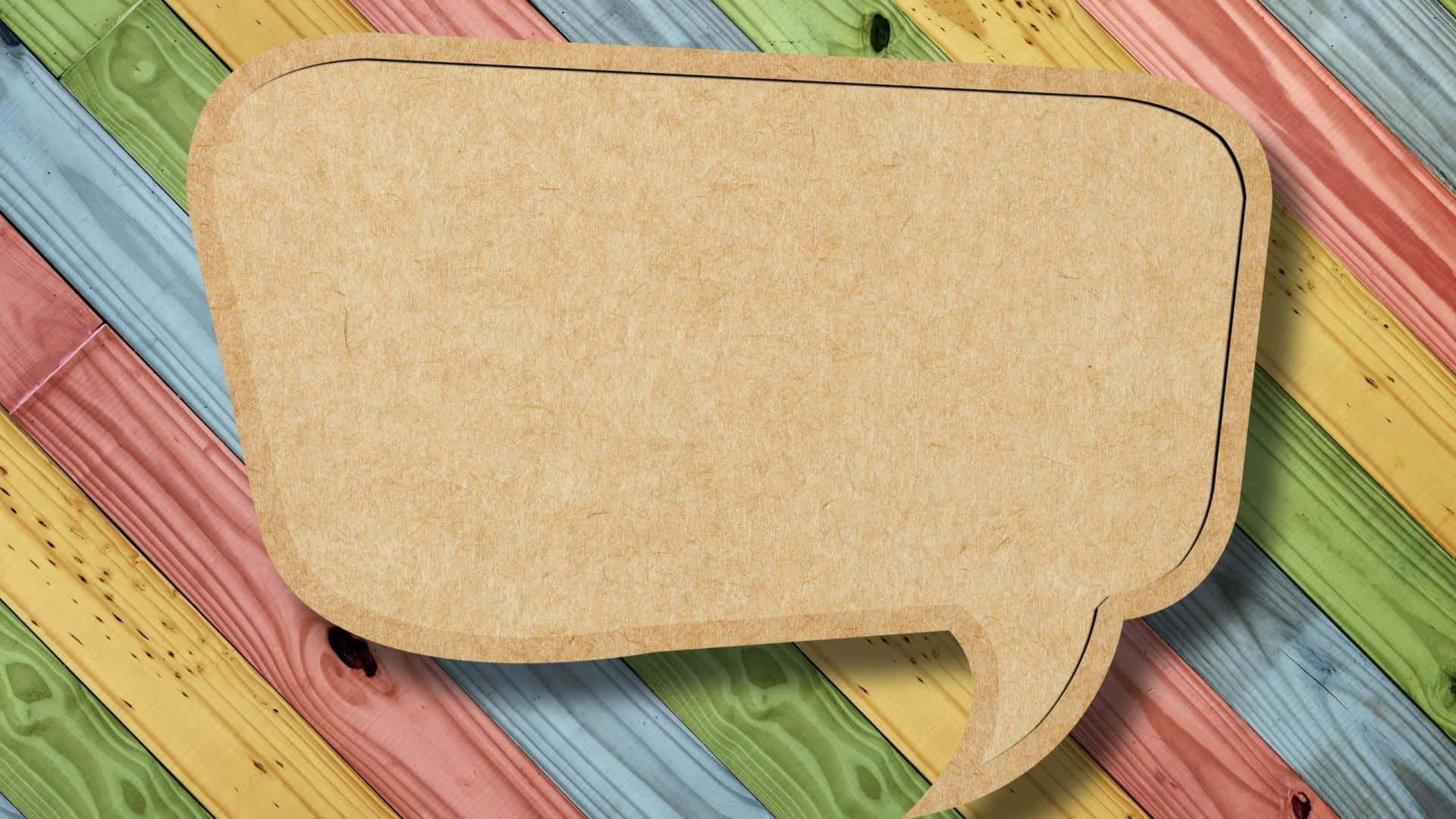 A Wooden Background With A Wooden Speech Bubble