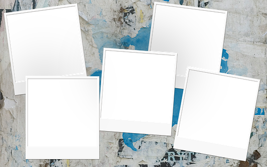 Blank Polaroid Frames On Weathered Background PNG