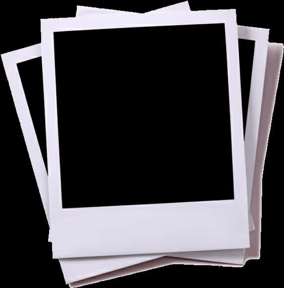 Blank Polaroid Frames Stacked PNG
