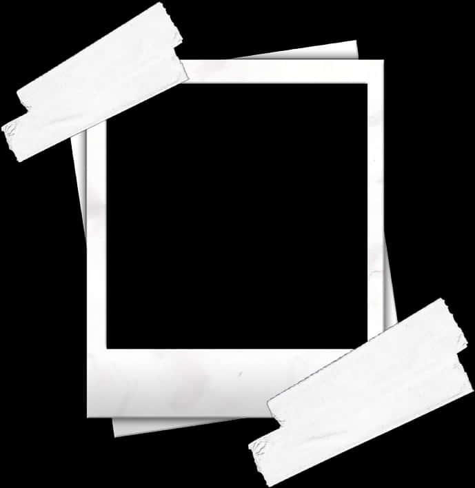 Blank Polaroid Frames Taped Background PNG