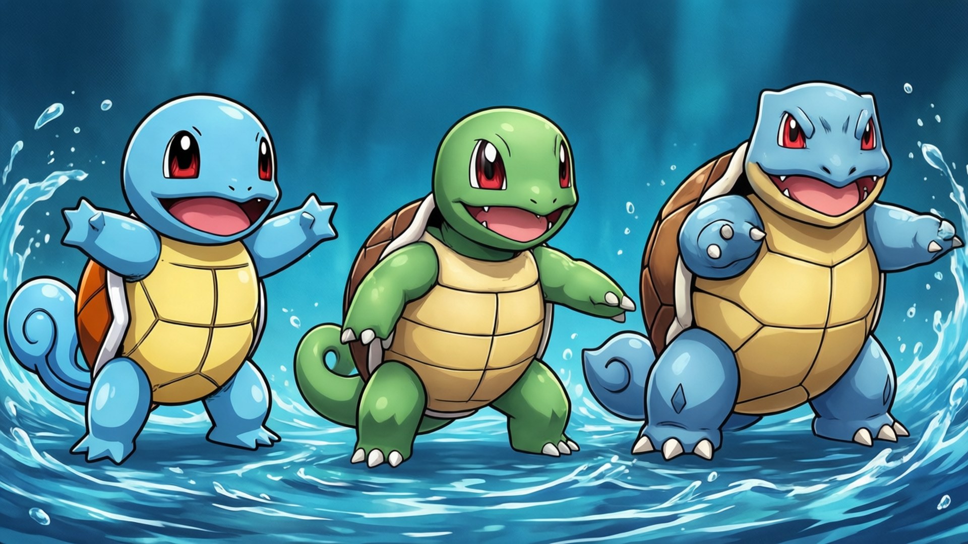 Blastoise Evolution Line Wallpaper