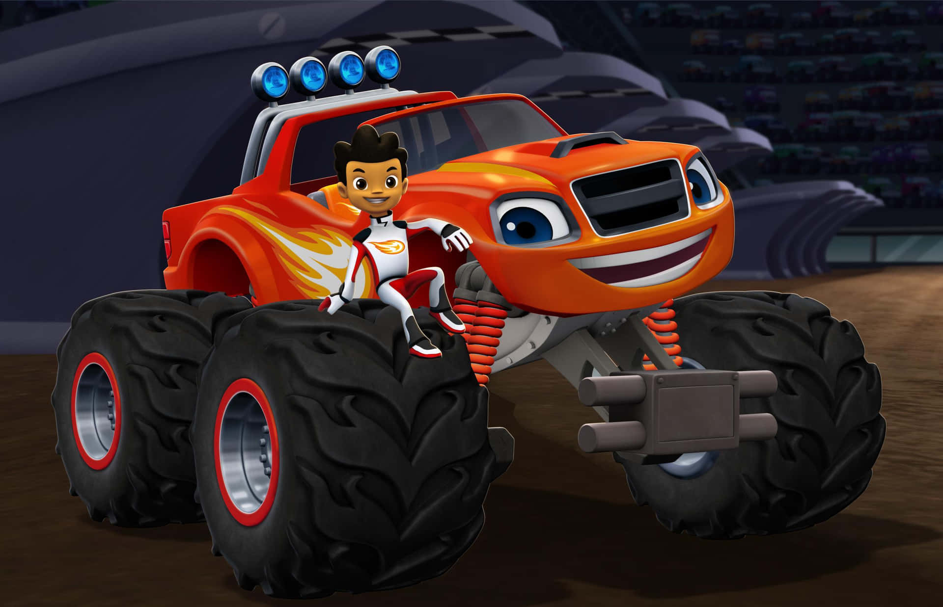 Blaze zooms around with his friends in the Monster Machines