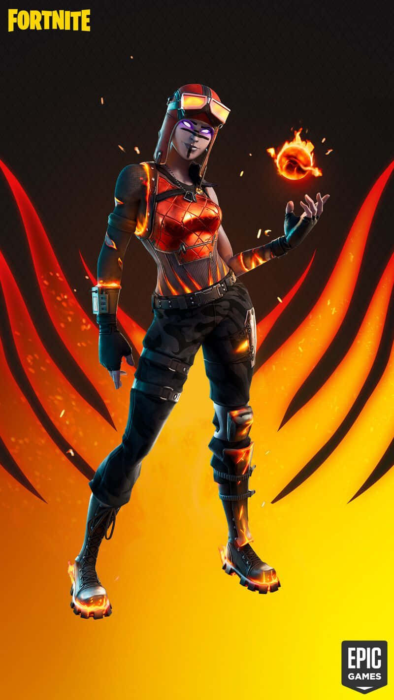 Blaze Fortnite Outfit Holding A Fireball Wallpaper