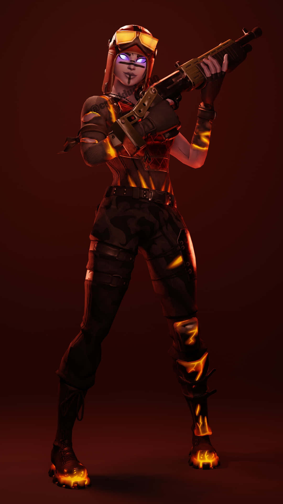 Blaze Fortnite Outfit Brandishing Her Gun Wallpaper