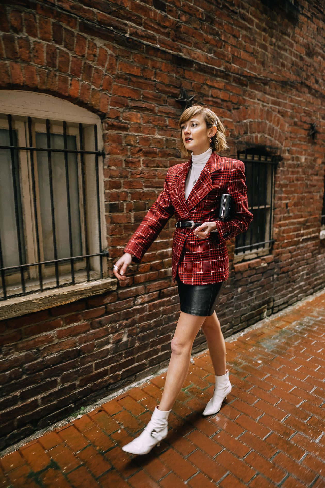 Girl In Maroon Checkered Blazer Picture
