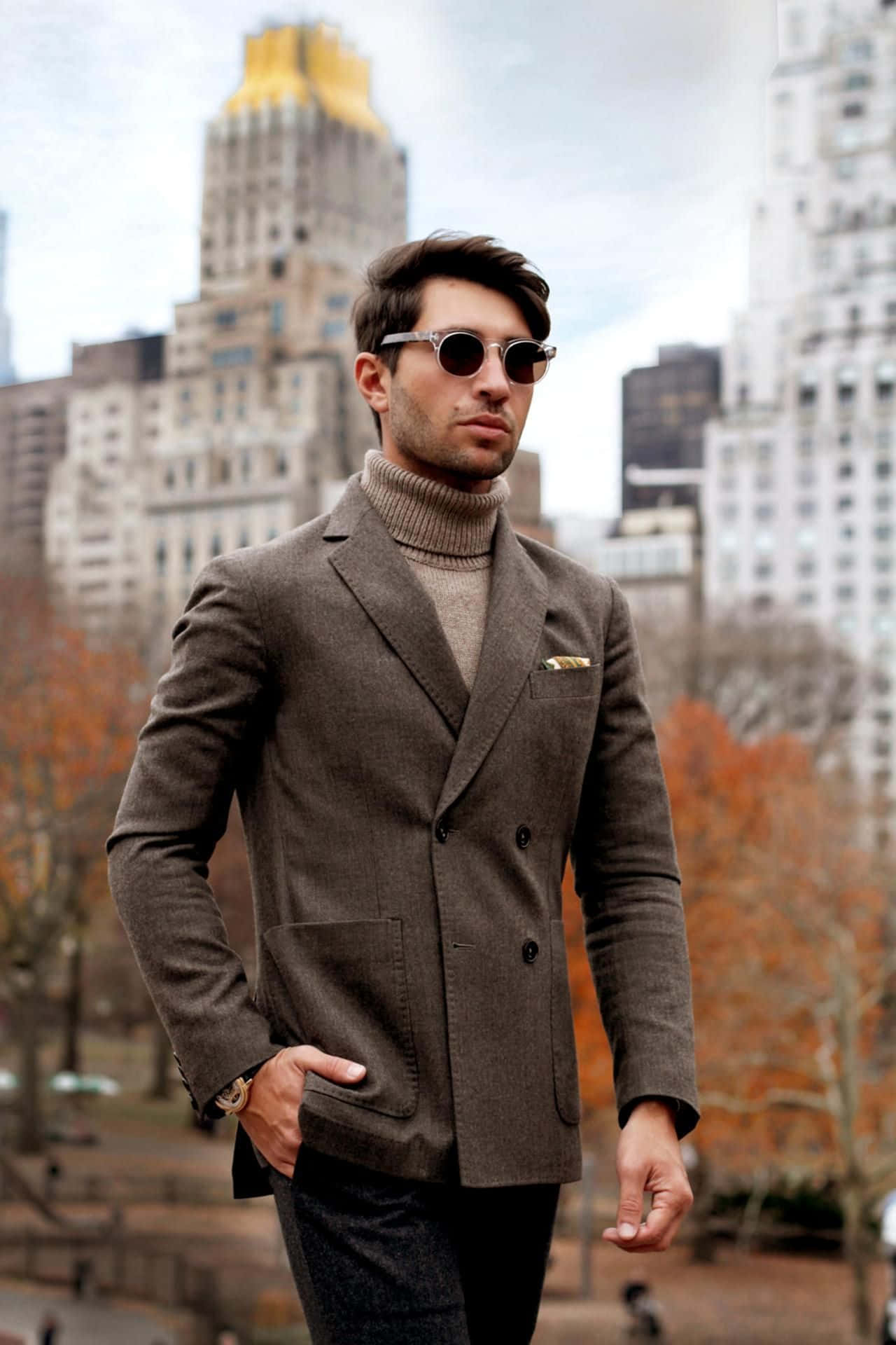 Male Modeling Brown Blazer Picture