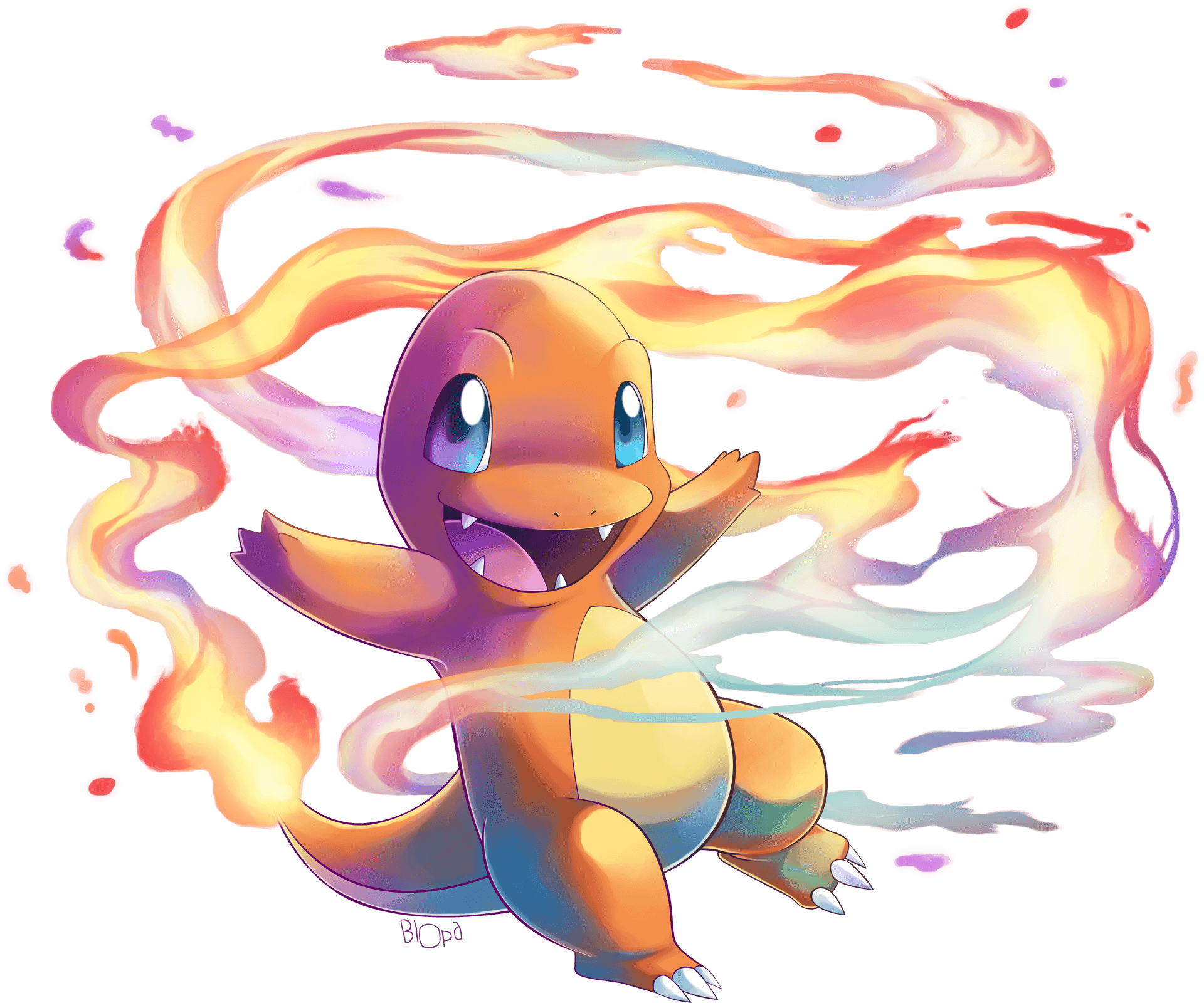 Download Blazing Charmander Artwork.png | Wallpapers.com